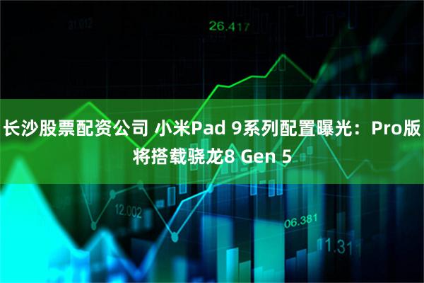 长沙股票配资公司 小米Pad 9系列配置曝光:Pro版将搭载骁龙8 Gen 5